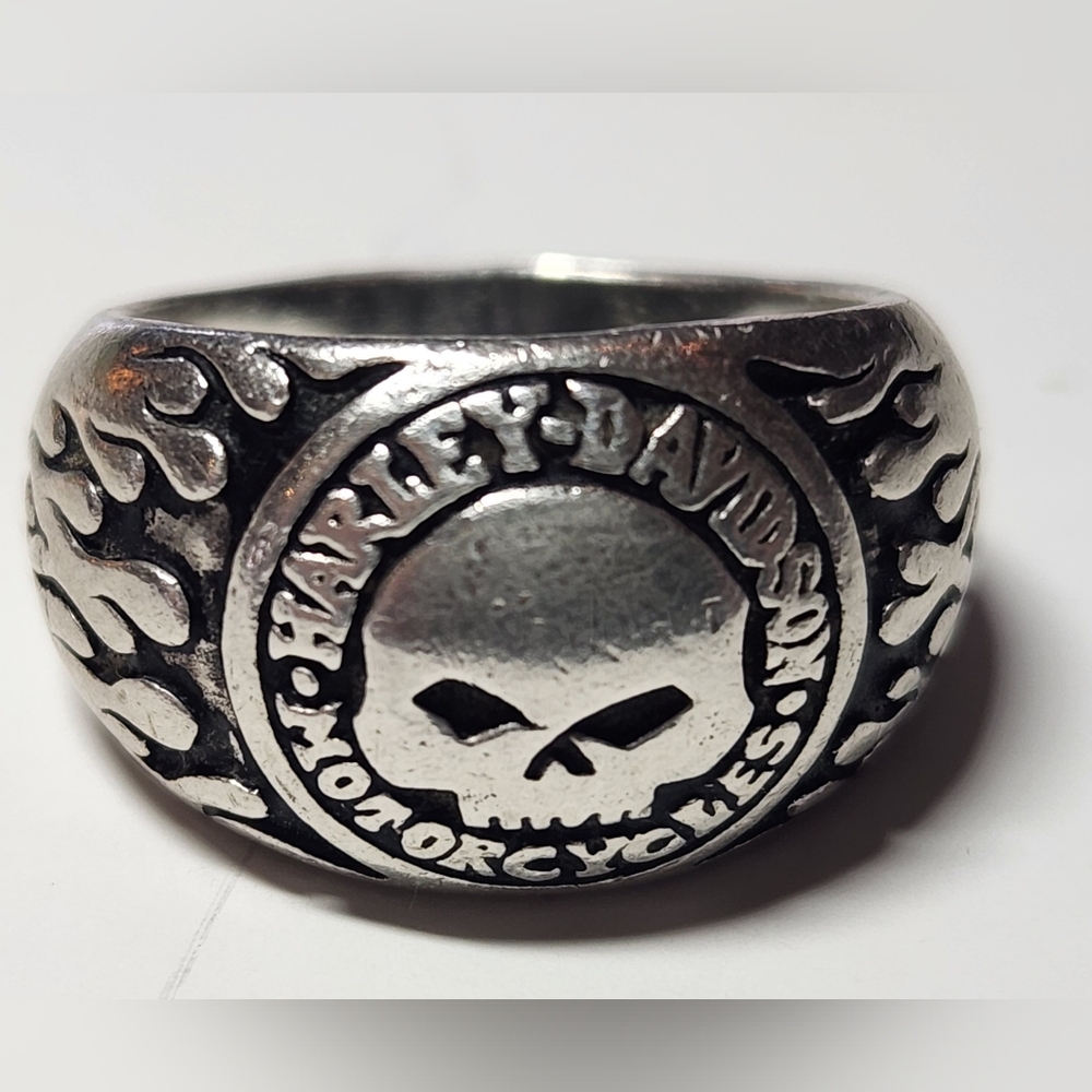Harley-Davidson Silver Flame Skull Ring